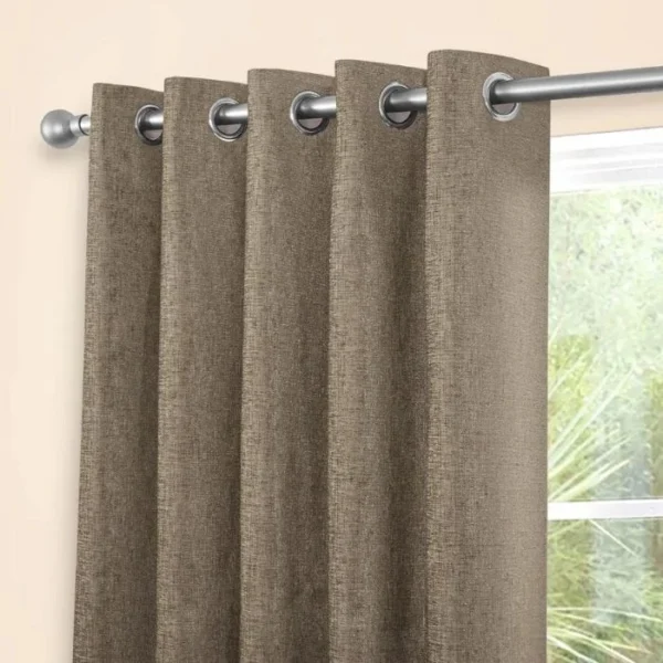 Amberley Earth Chenille Thermal Eyelet Curtains - Image 2
