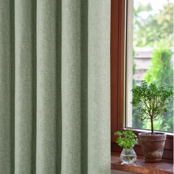 Amberley Sage Chenille Thermal Eyelet Curtains image 1