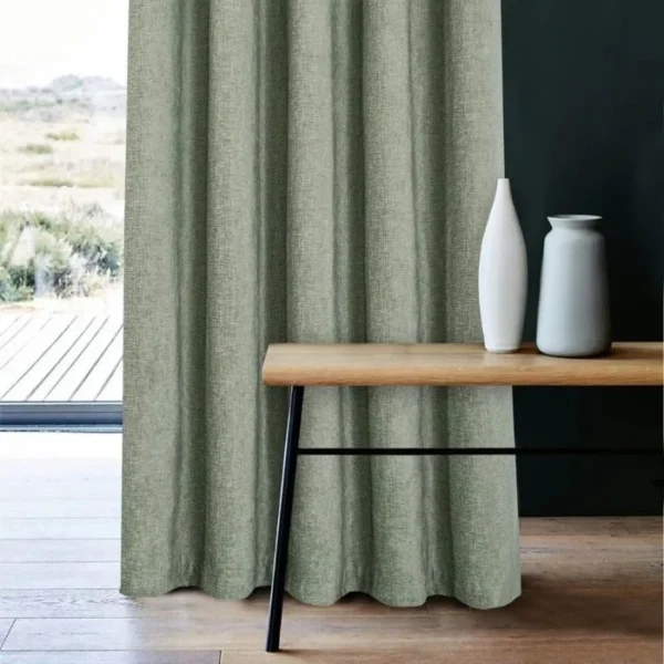 Amberley Sage Chenille Thermal Eyelet Curtains - Image 4