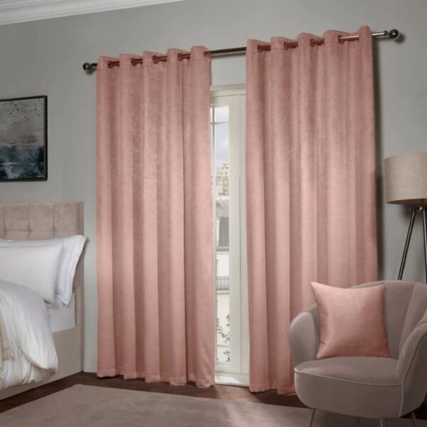 Ambiance Blush Pink Thermal Blackout Eyelet Curtains - Image 2