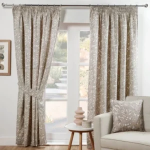 Aviary Natural Woodland Pencil Pleat Curtains