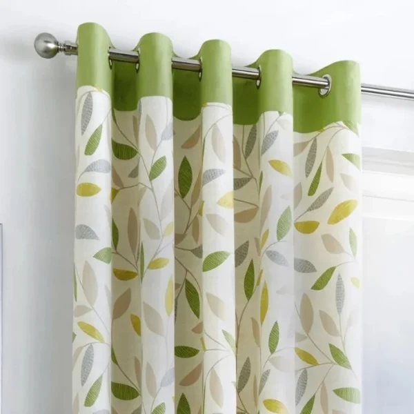 Beechwood Green Leaf Trail Eyelet Curtains - Image 2