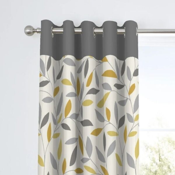 Beechwood Ochre Leaf Trail Eyelet Curtains image 1