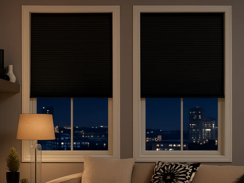 Blackout blinds in living room window