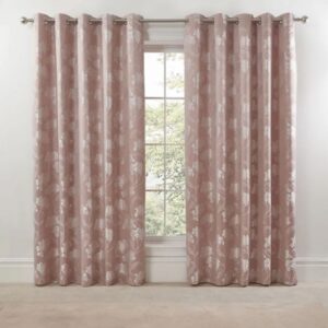 Blossom Blush Pink Eyelet Curtains In Room