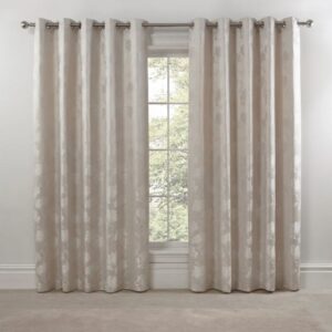 Close-Up Of Curtain Fabric And Floral Design
