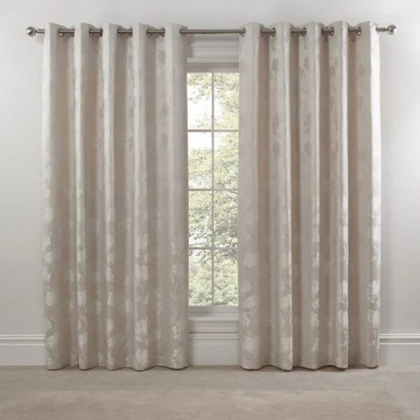 Close-Up Of Curtain Fabric And Floral Design