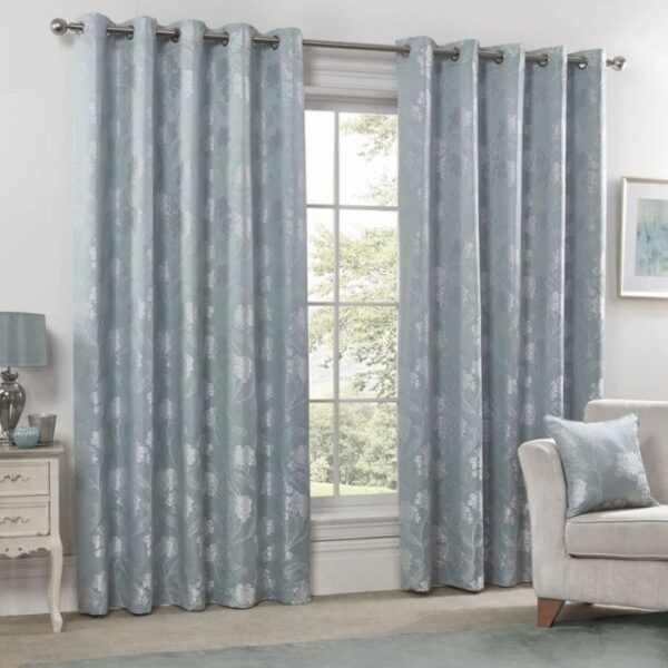 Blossom Duck Egg Lined Eyelet Curtains - Image 2