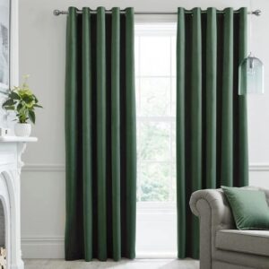 Montrose Bottle Green Velvet Blackout Curtains Hanging In Stylish Room