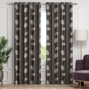 Elegant Brown Grommet Eyelet Curtains In Living Room