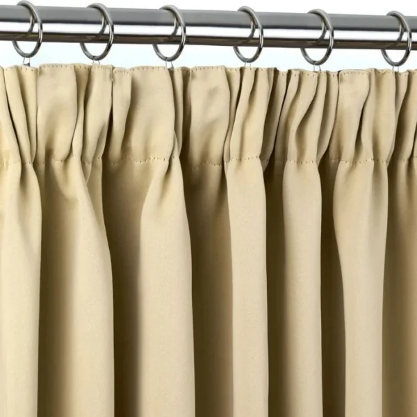 Cali Beige Thermal Blackout Pleat Door Curtain - Image 2