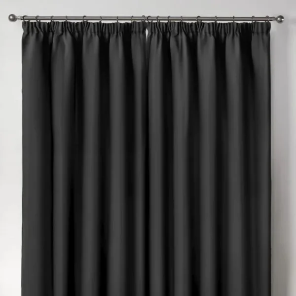 Cali Black Thermal Blackout Pencil Pleat Curtains - Image 4