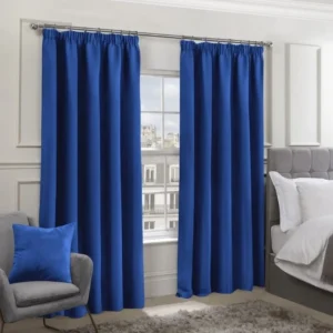Cali Blue Blackout Pencil Pleat Curtains