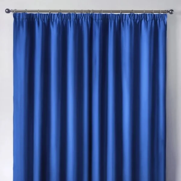 Cali Blue Blackout Pencil Pleat Curtains image 3