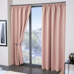 Cali Blush Pink Blackout Pencil Pleat Curtains