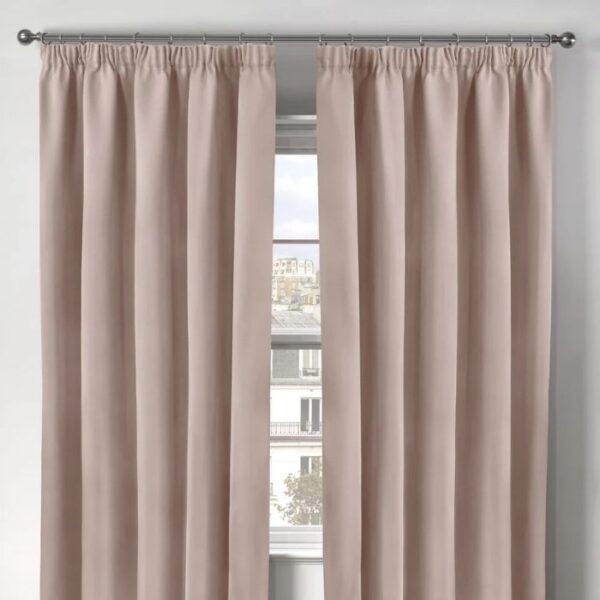 Cali Blush Pink Blackout Pencil Pleat Curtains image 1