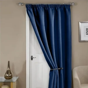 Cali Navy Blue Blackout Pencil Pleat Door Curtain