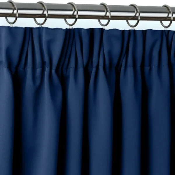 Cali Navy Blue Blackout Pencil Pleat Door Curtain image 1