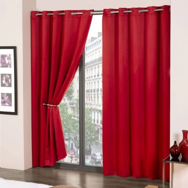 Cali Red Thermal Blackout Eyelet Curtains - Image 3