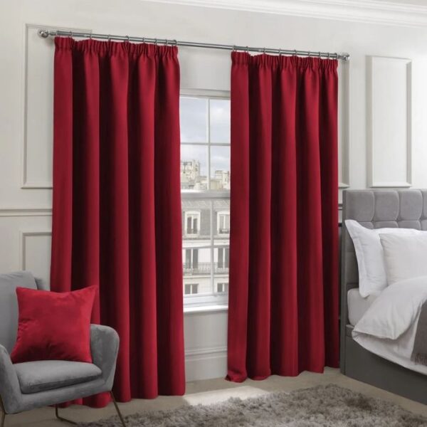 Cali Red Thermal Blackout Pleat Curtains image 1