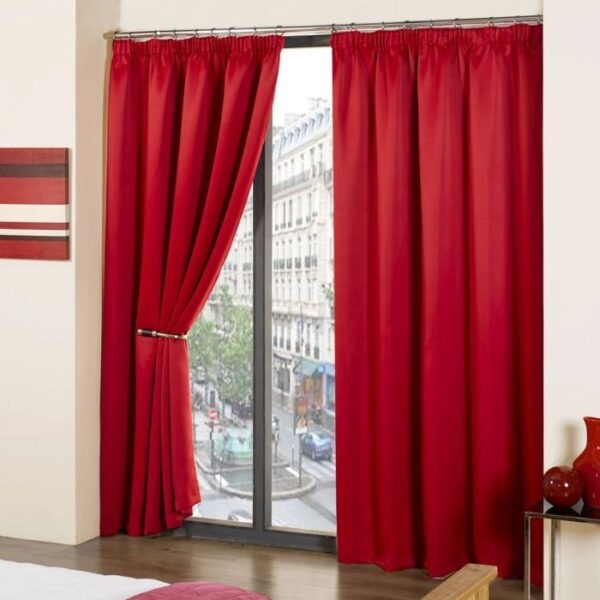 Cali Red Thermal Blackout Pleat Curtains - Image 3