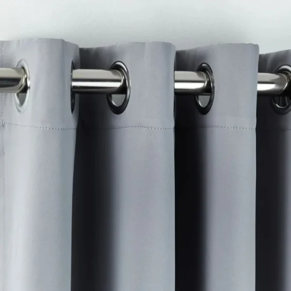Cali Silver Thermal Blackout Eyelet Door Curtain - Image 2