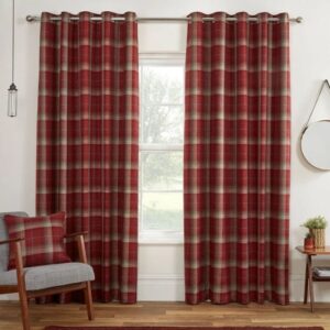 Full-Length Carnoustie Red Tartan Check Blackout Curtains
