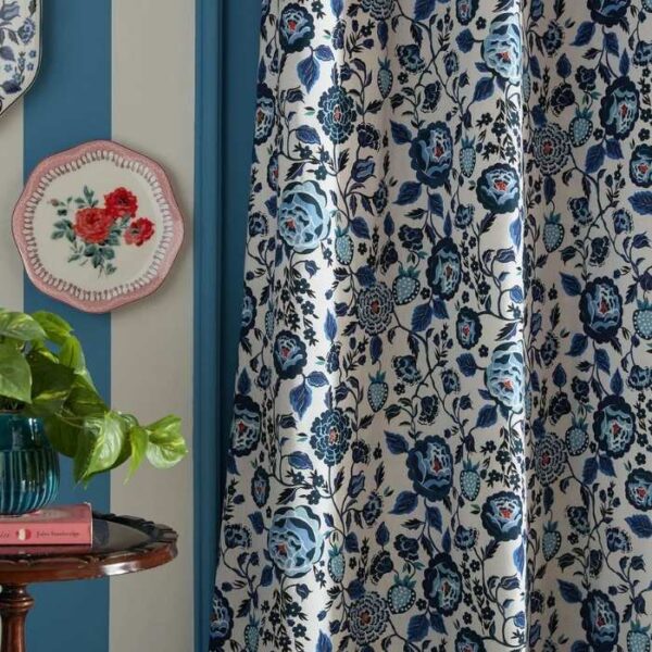 Cath Kidston Strawberry Navy Blackout Eyelet Curtains image 1