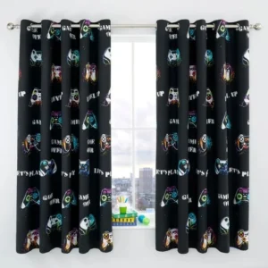 Catherine Lansfield Black Eyelet Curtains