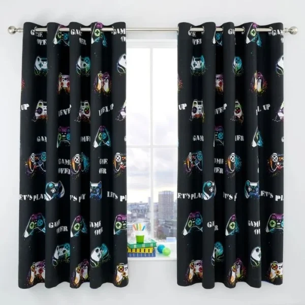 Catherine Lansfield Black Eyelet Curtains