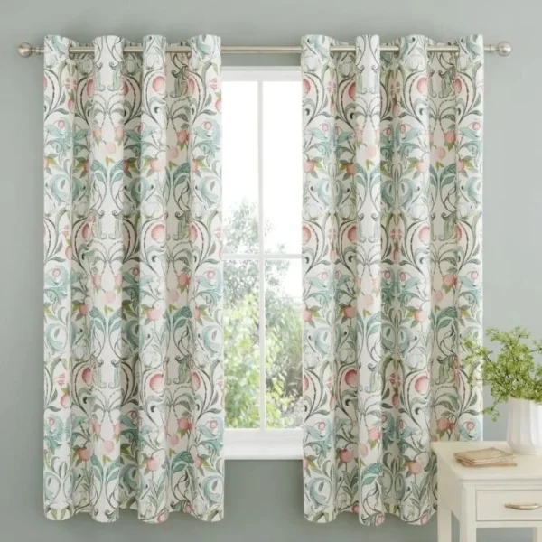 Catherine Lansfield Clarence Natural Floral Eyelet Curtains