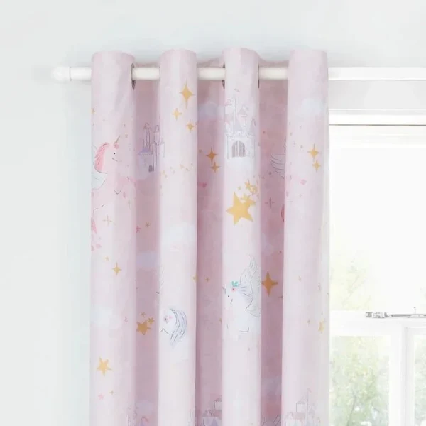 Catherine Lansfield Fairytale Pink Eyelet Curtains image 1