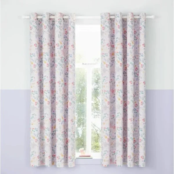 Catherine Lansfield Fairytale Pink Eyelet Curtains image 2