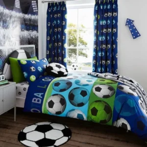 Catherine Lansfield Football Pencil Pleat Curtains