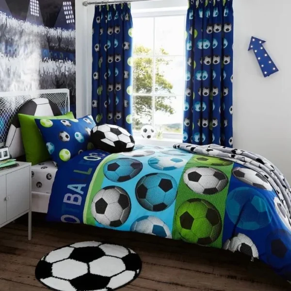 Catherine Lansfield Football Pencil Pleat Curtains