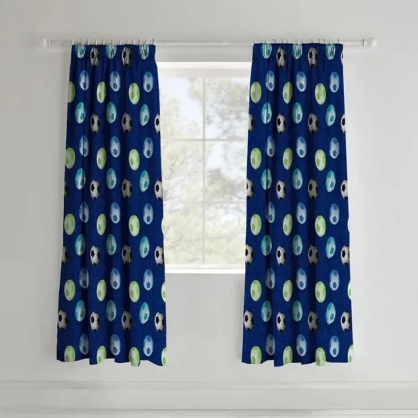 Catherine Lansfield Football Pencil Pleat Curtains image 1