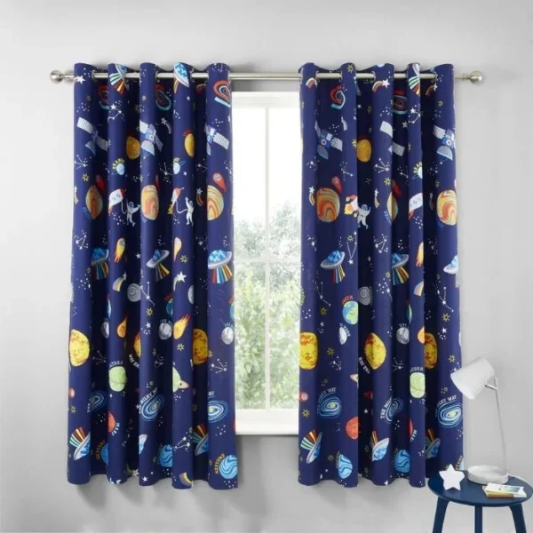 Catherine Lansfield Grey Blue Eyelet Curtains