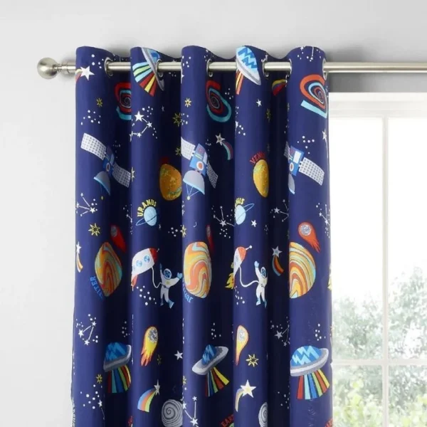 Catherine Lansfield Grey Blue Eyelet Curtains image 1