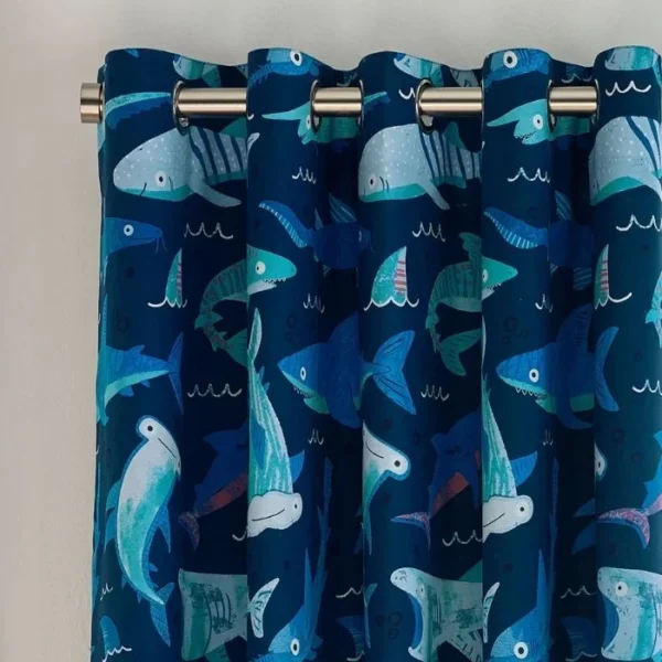 Catherine Lansfield Kids Navy Blue Eyelet Curtains - Image 2