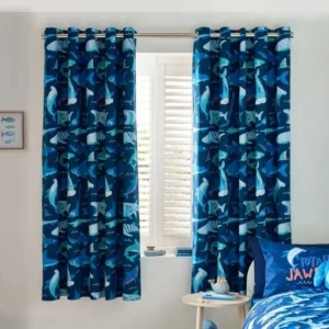 Catherine Lansfield Kids Navy Blue Eyelet Curtains