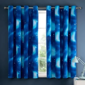 Catherine Lansfield Ombre Stars Blue Eyelet Curtains