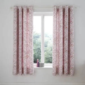 Catherine Lansfield Pink Reversible Eyelet Curtains