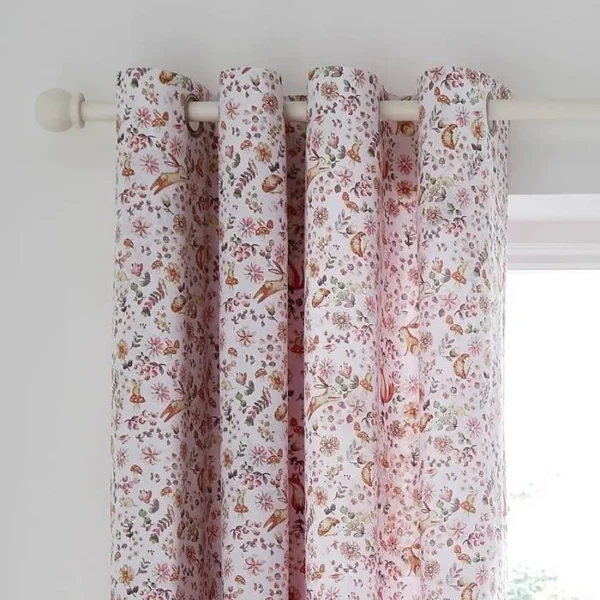Catherine Lansfield Pink Reversible Eyelet Curtains - Image 2