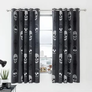 Catherine Lansfield Skulls Eyelet Curtains