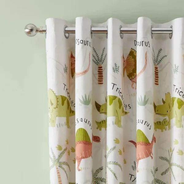 Catherine Lansfield Sleepy Dino Eyelet Curtains image 2