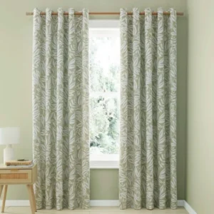 Catherine Lansfield Sorrel Leaf Green Eyelet Curtains