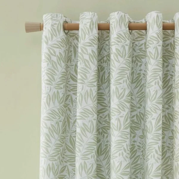 Catherine Lansfield Sorrel Leaf Green Eyelet Curtains image 1