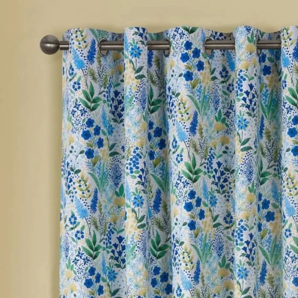 Catherine Lansfield Tilly Blue Eyelet Curtains image 1