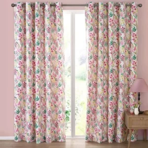 Catherine Lansfield Tilly Pink Eyelet Curtains