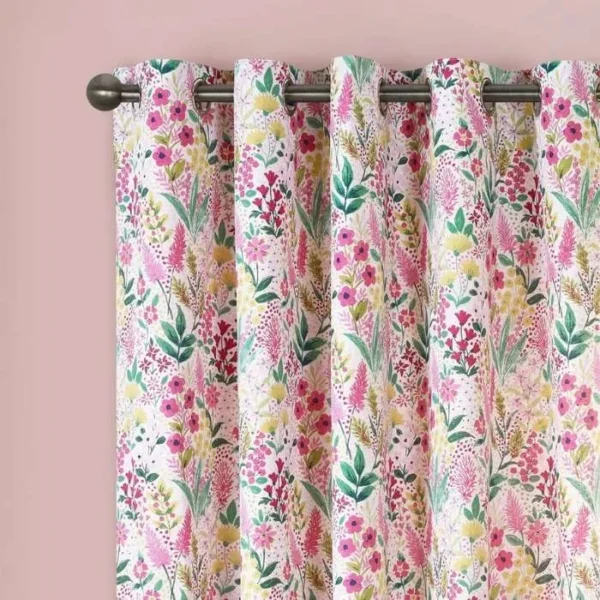 Catherine Lansfield Tilly Pink Eyelet Curtains image 1